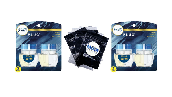 Plug In Air Freshener, Odor-Fighting Scented Oil Refill, Ocean Scent, 2 Refills - 2 packs - plus 3 My Outlet Mall Resealable Storage Pouches