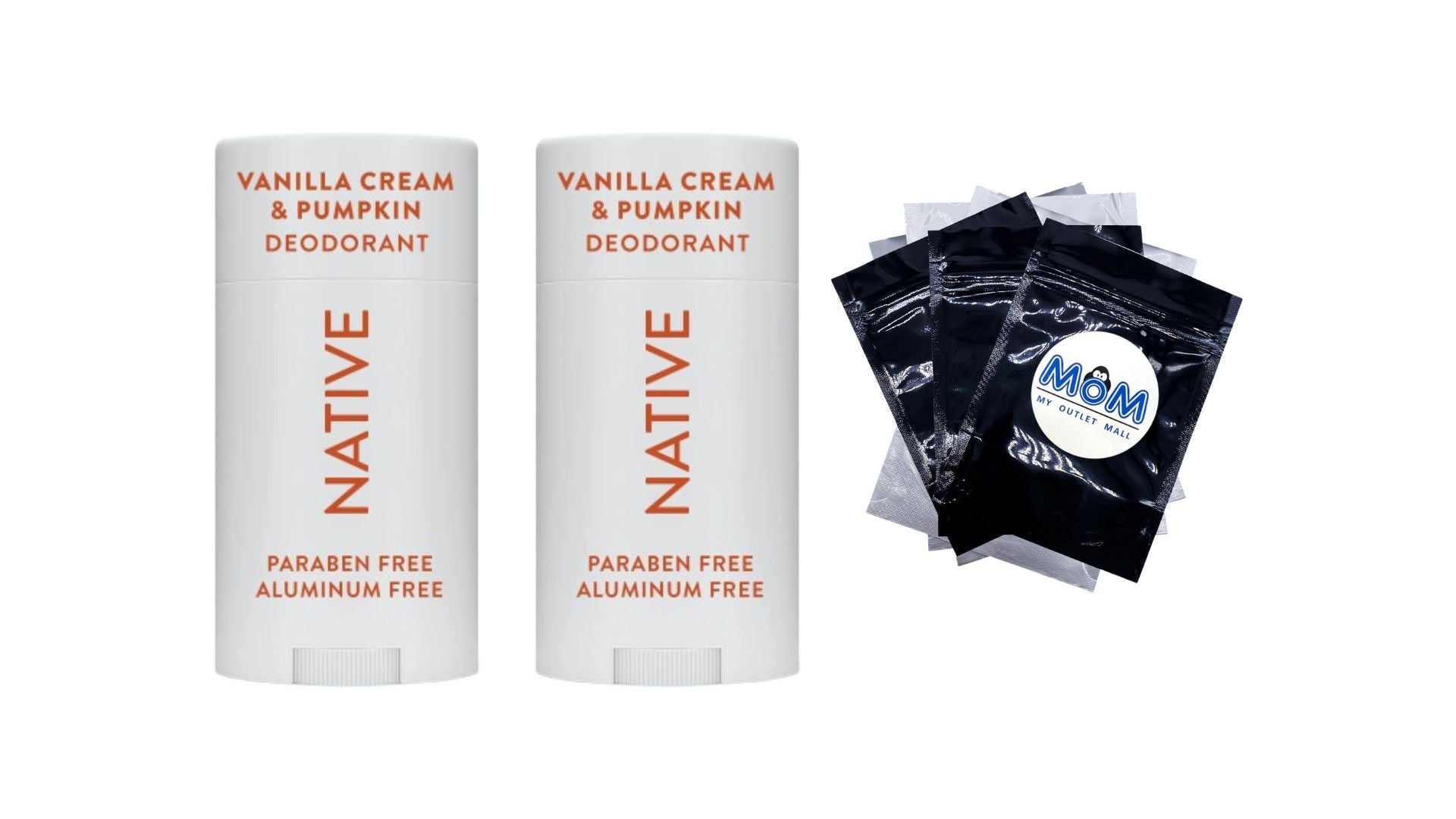 Aluminum-Free Vanilla Cream & Pumpkin Deodorant for Women and Men - 2 packs - 2.65 oz per pack - plus 3 My Outlet Mall Resealable Storage Pouches