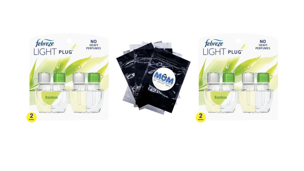 Plug In Air Freshener, Odor-Fighting Scented Oil Refill, Light Bamboo Scent, 2 Refills - 2 packs - plus 3 My Outlet Mall Resealable Storage Pouches