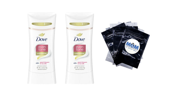 Even Tone Women's Antiperspirant Deodorant Stick Peach Blossom & Rice Milk for All Skin - 2 packs - 2.6 oz per pack - plus 3 My Outlet Mall Resealable Storage Pouches