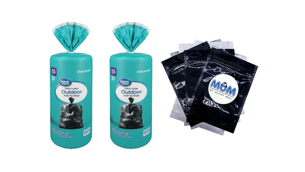 55-Gallon Extra Large Outdoor Twist Tie Trash Bags - 2 packs - 20 count per pack - plus 3 My Outlet Mall Resealable Storage Pouches