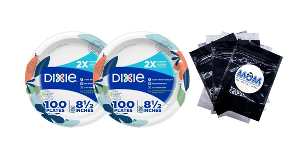 Everyday Disposable Paper Plates, 8.5", Multi-Color - 2 packs - 100 Count per pack - plus 3 My Outlet Mall Resealable Storage Pouches