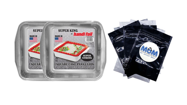 8 x 8 Square Aluminum Cake Pan Sets - 2 packs - 2 Count per pack - plus 3 My Outlet Mall Resealable Storage Pouches