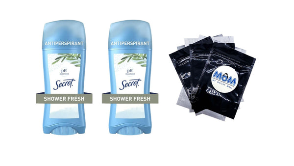 Invisible Solid Antiperspirant Deodorant, Shower Fresh - 2 packs - 2.6 oz per pack - plus 3 My Outlet Mall Resealable Storage Pouches