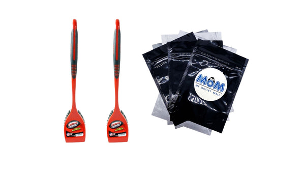 Long Handle Utility Scrub Brush Red Black Polypropylene Handle 3.75 in. Width - 2 packs - plus 3 My Outlet Mall Resealable Storage Pouches