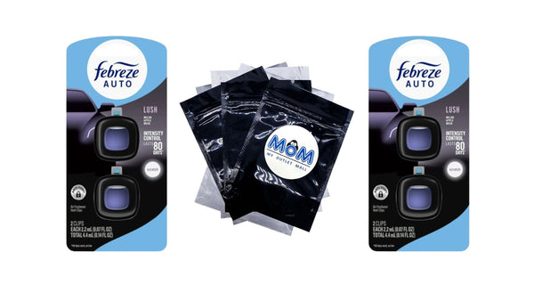 Auto Car Air Freshener, Odor-Fighting Car Vent Clip, Lush, 2 Count - 2 packs - plus 3 My Outlet Mall Resealable Storage Pouches