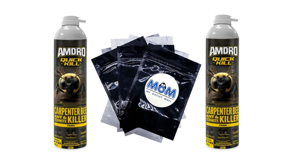 Quick Kill Carpenter Bee, Carpenter Ant & Termite Killer Foam - 2 packs - 18 oz per pack - plus 3 My Outlet Mall Resealable Storage Pouches