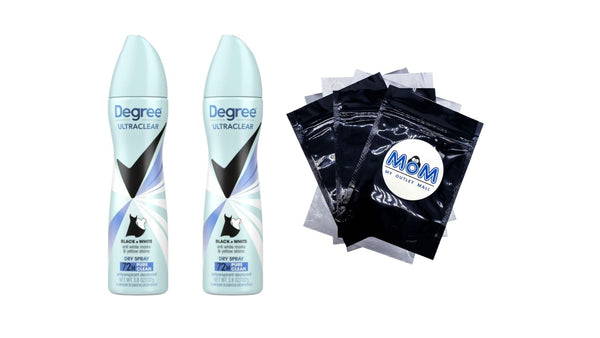 Ultra Clear Long Lasting Antiperspirant Deodorant Dry Spray, Pure Clean - 2 packs - 3.8 oz per pack - plus 3 My Outlet Mall Resealable Storage Pouches