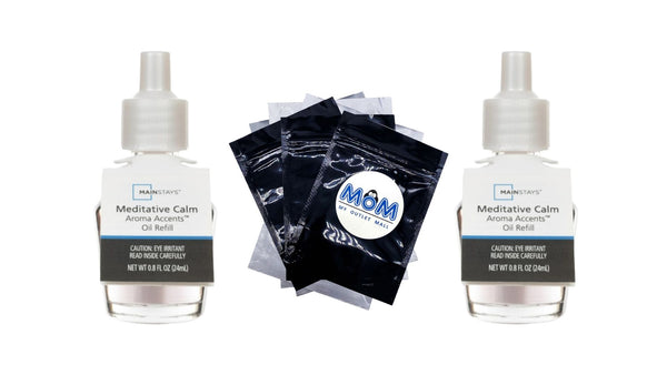 Aroma Accents Oil Refill 24 mL, Meditative Calm - 2 packs - plus 3 My Outlet Mall Resealable Storage Pouches