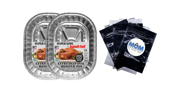 Super King Aluminum Foil Extra Deep Oval Roaster Pan - 2 packs - plus 3 My Outlet Mall Resealable Storage Pouches