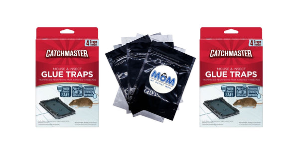 Mouse & Insect Solid Glue Traps - 2 packs - 4 Count - plus 3 My Outlet Mall Resealable Storage Pouches