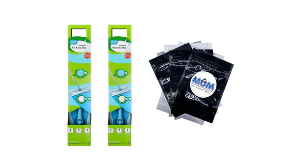 Wet & Dry Mop Sweeper Kit (1 Mop Kit, 10 Pad Refills) - 2 packs - plus 3 My Outlet Mall Resealable Storage Pouches