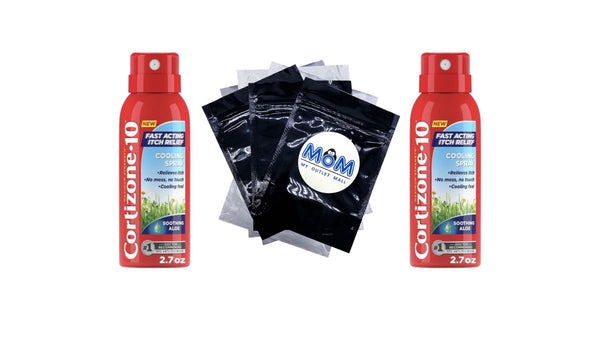Maximum Strength Itch Relief Cooling Spray, Hydrocortisone 1% & Soothing Aloe, Fast-Acting, No-Mess Anti-Itch Spray for Bug Bites, Rash, Eczema, Psoriasis, Poison Ivy & More - 2 packs - 2.7 oz per pack - plus 3 My Outlet Mall Resealable Storage Pouches