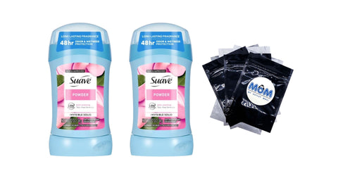 Antiperspirant Deodorant For Women, 48hr Protection, Powder - 2 packs - 1.2 oz per pack - plus 3 My Outlet Mall Resealable Storage Pouches