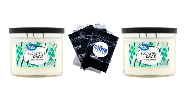 Eucalyptus & Sage Candle - 2 packs- 14 oz per pack - plus 3 My Outlet Mall Resealable Storage Pouches
