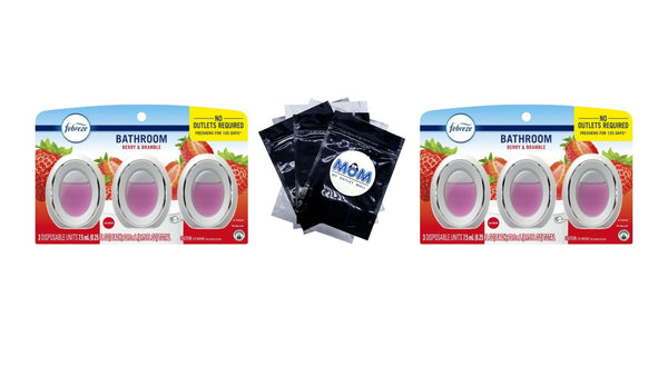 Bathroom Air Freshener, Small Spaces Odor-Fighting, Berry & Bramble, 3 Count - 2 packs - plus 3 My Outlet Mall Resealable Storage Pouches
