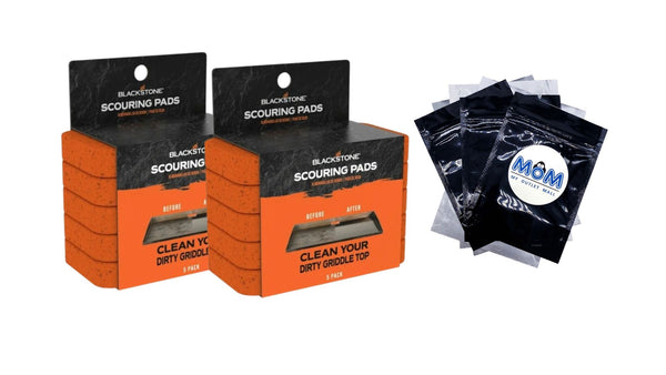 Heavy-Duty Griddle Scouring Pads in Orange - 2 packs - 5 count per pack - plus 3 My Outlet Mall Resealable Storage Pouches