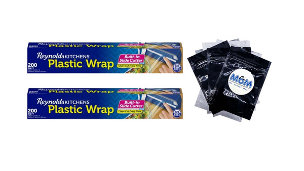Kitchens Quick Cut Plastic Wrap, 200 Square Feet - 2 packs - plus 3 My Outlet Mall Resealable Storage Pouches