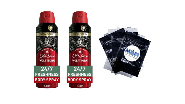 Aluminum Free Body Spray for Men, Wolfthorn - 2 packs - 5.1 oz per pack - plus 3 My Outlet Mall Resealable Storage Pouches