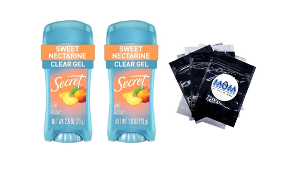Fresh Clear Gel Antiperspirant Deodorant, Sweet Nectarine - 2 packs - 2.6 oz per pack - plus 3 My Outlet Mall Resealable Storage Pouches