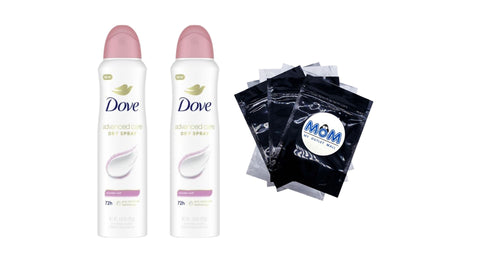 Advanced Care Long Lasting Women's Antiperspirant Deodorant Spray, Powder Soft - 2 packs - 3.8 oz per pack - plus 3 My Outlet Mall Resealable Storage Pouches