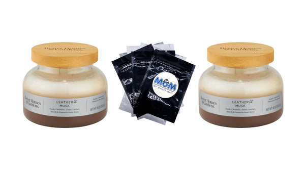 Leather and Musk Scented 2-Wick Ombre Bell Jar Candle - 2 packs - 18 oz per pack - plus 3 My Outlet Mall Resealable Storage Pouches