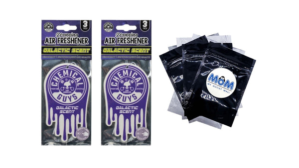 Hanging Air Freshener, Galactic Scent - 2 packs - 3 count per pack - plus 3 My Outlet Mall Resealable Storage Pouches