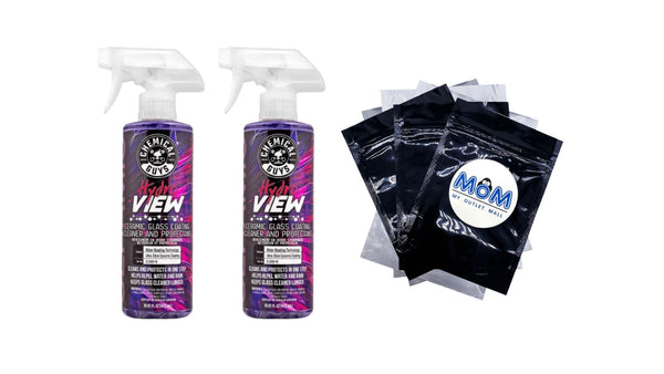 HydroView Ceramic Glass Cleaner, Water Repellent & Protective Coating (Works on Glass, Windows, Mirrors, Navigation Screens & More) - 2 packs - 16FL oz per pack - plus 3 My Outlet Mall Resealable Storage Pouches