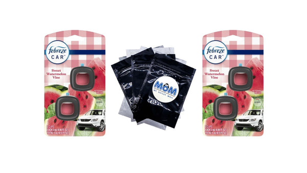 Car Air Freshener, Odor-Fighting Car Vent Clip, Watermelon - 2 pack - 2 count per pack plus 3 My Outlet Mall Resealable Storage Pouches