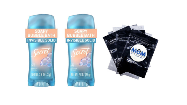 Fresh Invisible Solid Antiperspirant Deodorant for Women, Bubble Bath Scent - 2 packs - 2.6 oz per pack - plus 3 My Outlet Mall Resealable Storage Pouches