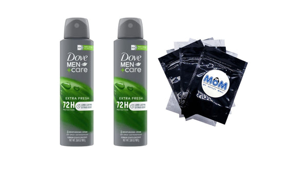 Men+Care Extra Fresh Long Lasting Antiperspirant Deodorant Dry Spray, Citrus - 2 packs - 3.8 oz per pack - plus 3 My Outlet Mall Resealable Storage Pouches