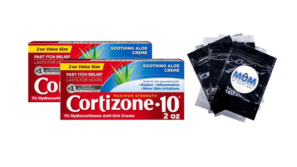 Intensive Moisture 1% Hydrocortisone Anti-Itch Cream for Eczema and Bug Bite Relief, Maximum Strength - 2 packs - 2 oz per pack - plus 3 My Outlet Mall Resealable Storage Pouches