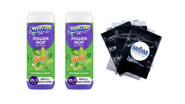 PowerMop Floor Cleaning Solution with Gain Scent - 2 packs - 25.3 fl oz per pack - plus 3 My Outlet Mall Resealable Storage Pouches