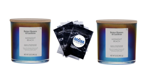 Midnight Beach Scented 2-Wick Iridescent Jar Candle - 2 packs - 12 oz per pack - plus 3 My Outlet Mall Resealable Storage Pouches