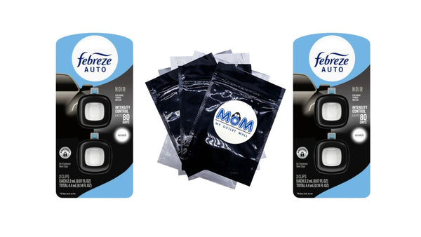 Auto Car Air Freshener, Odor-Fighting Car Vent Clip, Noir, 2 Count - 2 packs - plus 3 My Outlet Mall Resealable Storage Pouches
