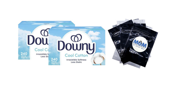 Fabric Softener Dryer Sheets, Cool Cotton Scent - 2 packs - 240 Count - plus 3 My Outlet Mall Resealable Storage Pouches