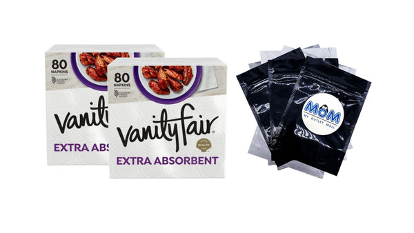 Extra Absorbent Paper Napkins, White, Soft and Strong Disposable Napkins - 2 packs - 80 Count per pack - plus 3 My Outlet Mall Resealable Storage Pouches