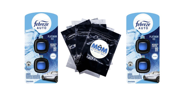 Auto Car Air Freshener, Odor-Fighting Car Vent Clip, Platinum Ice, 2 Count - 2 packs - plus 3 My Outlet Mall Resealable Storage Pouches