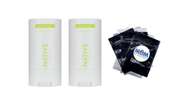 Deodorant, Sensitive, Aluminum Free, Aloe & Green Tea, for Women and Men - 2 packs - 2.65 oz per pack - plus 3 My Outlet Mall Resealable Storage Pouches