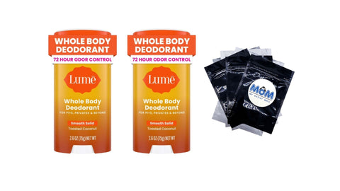 Whole Body Women's Deodorant Smooth Solid Stick Aluminum Free, Toasted Coconut - 2 packs - 2.6 oz per pack - plus 3 My Outlet Mall Resealable Storage Pouches