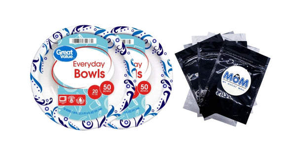 Everyday Disposable Paper Bowls, 20 oz - 2 packs - 50 Count per pack - plus 3 My Outlet Mall Resealable Storage Pouches