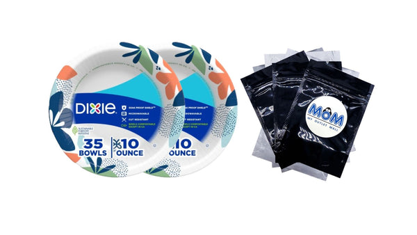 Everyday Disposable Paper Bowls, 10 oz, Multi-Color - 2 packs - 35 Count per pack - plus 3 My Outlet Mall Resealable Storage Pouches