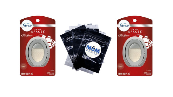 Bathroom Air Freshener, Small Spaces Odor-Fighting, Old Spice Scent - 2 packs - plus 3 My Outlet Mall Resealable Storage Pouches
