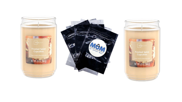 Frosted Spice Cupcakes Scented Single-Wick Glass Jar Candle - 2 packs - 20 oz per pack - plus 3 My Outlet Mall Resealable Storage Pouches