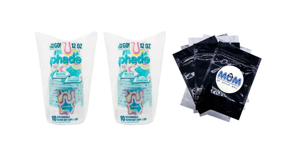 Marine Biodegradable and Compostable Paper Hot Cups with Lids, Squiggle Multi Color 12 oz - 2 packs - 10 Count per pack - plus 3 My Outlet Mall Resealable Storage Pouches