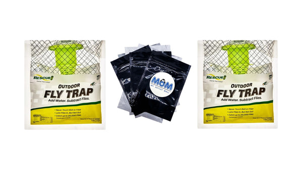 Outdoor Disposable Hanging Fly Trap, 1 Resin Trap - 2 packs - plus 3 My Outlet Mall Resealable Storage Pouches
