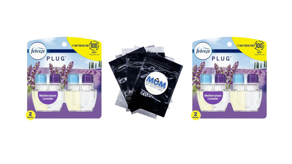 Plug Refill Odor-Fighting Air Freshener Mediterranean Lavender Scent, 2 Refills - 2 packs - plus 3 My Outlet Mall Resealable Storage Pouches