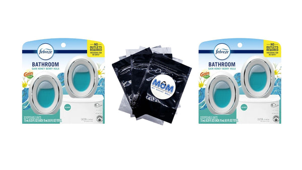 Bathroom Air Freshener, Small Spaces Odor-Fighting, Gain Honey Berry Hula, 2 Count - 2 packs - plus 3 My Outlet Mall Resealable Storage Pouches