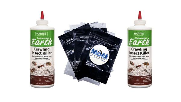 Diatomaceous Earth Crawling Insect Killer Powder - 2 packs - 9 oz per pack - plus 3 My Outlet Mall Resealable Storage Pouches