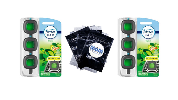 Car Air Freshener, Odor-Fighting Car Vent Clip, Gain Original, 3 Count - 2 packs - plus 3 My Outlet Mall Resealable Storage Pouches